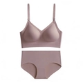 Ensemble lingerie violet sans couture avec soutien-gorge sans armature et culotte haute - S / Gris Violet