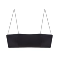 Minimalist black seamless tube top bra with ultra-thin straps and ribbed texture design - S / Single Bra / Black