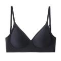 Details eines schwarzen nahtlosen BHs mit verstellbaren Trägern und weichem Halt ohne Bügel - XS / Schwarz