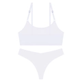 Vue détaillée de l'ensemble lingerie blanc sans couture ultra-fin avec string et bretelles - S / Blanc