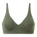 Seamless V-neck wireless jelly strip bra in dark green color with soft support - Green