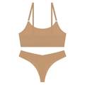 Ensemble de lingerie beige sans couture avec soutien-gorge sans fil et string assorti - S / Peau Foncée