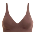 Seamless V-neck wireless bra in dark chocolate brown with smooth jelly strip support - Brown