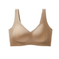 Sujetador push-up sin costuras con tirantes anchos y escote en U color beige - S / Piel Profunda