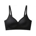 Détail d'un soutien-gorge noir sans coutures avec lettrage GRACEFUL embossé sur la bande - S / Noir