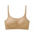 Soutien-gorge dos nu sans couture pour femme beige avec fines bretelles et bande large - S / Peau Foncée