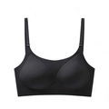 Détail du soutien-gorge noir sans couture avec bretelles réglables et tissu mat lisse - S / Noir