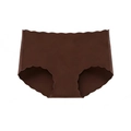 Dettaglio del bordo a festoncino e trama senza cuciture degli slip marroni da donna - S/M / Marrone
