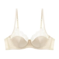 Elegante beige Franse bh van kant en satijn met verfijnd bloemenborduursel - S / Tops / Abrikoos