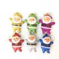 Close-up of glittery Santa ornaments in six colors with gold hanging strings for Christmas - 6-color Mixed 5cm (yo9)