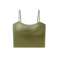 Seamless avocado green camisole bra with thin adjustable straps and built-in pads - Green