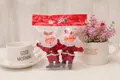 Two miniature Santa Claus hanging ornaments packaged in a transparent bag with gold cords - Red 10cm (yo9)