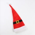 Cappello di Babbo Natale classico in peluche rosso con cintura nera e fibbia d'oro - Rosso E Bianco (Filo Di Ferro)