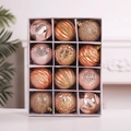 Exquisite 12-piece Christmas ball ornament set in rose gold and warm orange festive tones - Gold