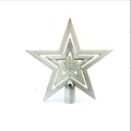 Glinsterende zilveren gelaagde ster kerstboomtop met glitterafwerking voor decoratie - 20cm / Zilver