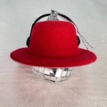 Red felt mini hat ornament with black headphones and silver disco ball pendant décor - 5cm Ball With Headphones Red