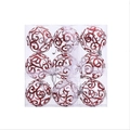 Set da 9 palline di Natale in PET trasparente con motivi a spirale glitter rossi - Rosso / 6cm
