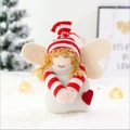 Cute Christmas angel plush pendant with striped hat and white wings for tree decoration - Beige Angel