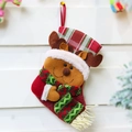 Calza di Natale rossa 20 cm con renna 3D e bordo a quadri appesa alla parete - Renna di Natale