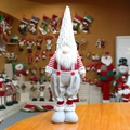 Nordic Christmas gnome plush doll in grey dungarees and long white hat holiday decor - Boy - Telescopic Style / Gray