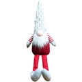 Kerst kabouterpop met witte pluchen muts en lange rode benen voor vakantiedecoratie - Boys / Rood