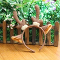Festive Christmas reindeer antler headband with brown plush ears for holiday party hair styling - Reindeer Ears (22x20cm)