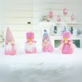 Gnomes de Noël sans visage en peluche rose et blanche avec barbe blanche pour décor - Style Rose Ensemble