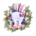Easter rabbit wreath with plush ears, colorful eggs, carrots and butterflies, 40cm - Easter Rabbit Wreath