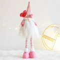 Gnome de la Saint Valentin télescopique avec jambes rayées roses et cœur Love - Style 5210 / Blanc