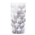 Detailed view of clear and silver Christmas balls in a cylindrical gift package - Silver
