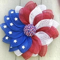40cm July 4th patriotic burlap wreath with American flag stars and stripes for door decor - Independence Day Burlap Wreath Style 2 40cm