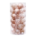 Set di palline di Natale oro rosa con finiture glitter e opache in scatola cilindrica - Oro
