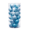 Blue Christmas ball set in transparent PET cylinder with glitter and matte finishes - Lake Blue