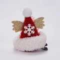 Fermaglio per capelli natalizio in velluto con cappello di Babbo Natale rosso e paillettes - Clip per Cappello in Velluto Lucido - Fiocco di Neve