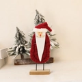 Künstlerische Nikolaus-Filzfigur mit Holzsockel für die Weihnachtsdekoration - Wollumwickelter Weihnachtsmann 19cm