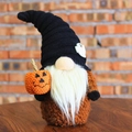 Gnomo di peluche per Halloween senza volto con cappello nero e piccola zucca decorativa - 52140 Marrone