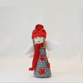 Muñeca ángel de Navidad de 19cm con gorro rojo y alas para decorar el árbol - Ángel