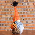 Halloween faceless gnome with orange plaid hat and a small jack-o'-lantern pumpkin decor - 52142 Male
