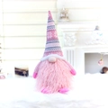 Gnomo natalizio in maglia rosa con lunga barba di peluche per decorazione albero - 32013 Stile Ornamento Seduto Rosa