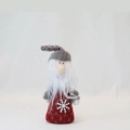 Gnomo de Navidad de punto rojo con copo de nieve blanco y barba como adorno colgante - Papá Noel