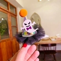 Fermaglio per capelli Halloween glitterato con pompon arancione e fantasma bimbi - Fantasma