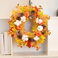 Ghirlanda autunnale con foglie di acero, zucche e cotone per decorazioni di casa e pareti - Stile Cotone Foglia d'acero Zucca