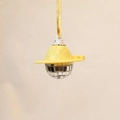 Mirror disco ball ornament with yellow sun hat and gold hanging cord for car decor - Rope Style / Yellow