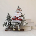 Plüsch Weihnachtsmann mit rot-weißem Karohut und goldenen Glöckchen für Weihnachtsbaum - Weihnachtsmann