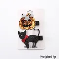 Halloween Haarspangen Set mit glitzerndem Kürbis und schwarzer Katze für Party Kostüme - Kürbis Und Schwarze Katze Stil