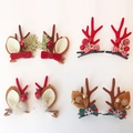 4-piece Christmas reindeer antler hair clips set with cute ears and festive decorations - Simulated Antler Hair Clip