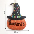 Wooden Halloween pumpkin wizard hat hanging sign decoration with personalized lettering 30cm - Pumpkin Hat Wooden Sign