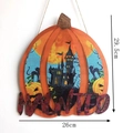 Insegna in legno zucca di Halloween con scritta Haunted e gatto per decoro da parete - Halloween Pumpkin Wooden Pendant
