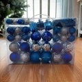 Coffret de 87 boules de Noël bleues et argentées dans un emballage transparent - Bleu