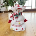 Detail of soft plush snowman figure with Merry Christmas embroidery and red hat - Style 4 Snowman